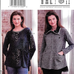 Vogue R10060 Marcy Tilton Loose Fitting Pullover Top Front Pockets Sewing Pattern 10060 UNCUT Size Xs, S, M