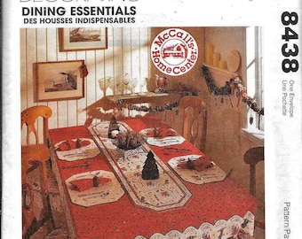 McCall's 8438 Home Decorating Kitchen Sewing Pattern Tablecloth, Placemats, Table Runner, Chair Paid UNCUT