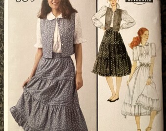 McCalls R12036/8463 Laura Ashley VTG 80's blouse vest rok petticoat naaipatroon ONBESNEDEN maat 8, 10, 12, 14, 16