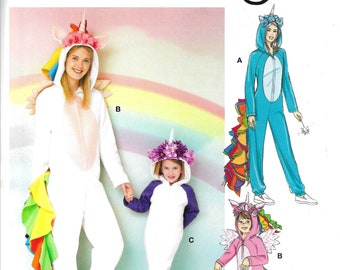 McCall's R11200/M7852 Misses Animal Jumpsuit Bear Unicorn Pony Costume Sewing Pattern UNCUT Size S, M, L, XL