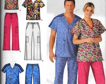 Simplicity 4378 Easy SCRUBS Top And Pants Sewing Pattern UNCUT Size M, L, XL