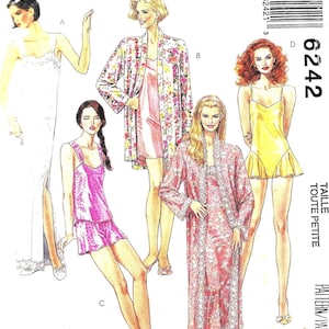 Vintage 1990s McCall&#39;s 6242 Misses Robe And Nightgown, Camisole, Shorts And Teddy Sewing Pattern UNCUT Size 6, 8