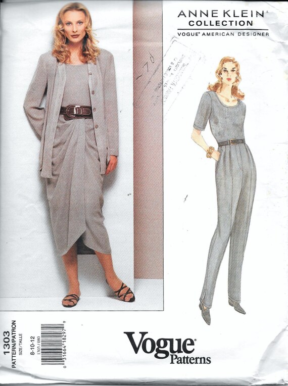 Vogue 1303 Anne Klein Jacket Bodysuit Skirt & Pants Designer | Etsy