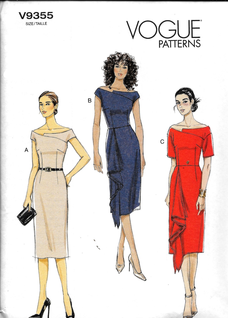 16 20 Vogue V9355 Off the Shoulder Bodice Formal Dress Sewing Pattern 9355 UNCUT Plus Size 14 22 18