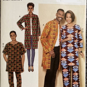 May include: A sewing pattern for a long-sleeved jacket, a long-sleeved shirt, and trousers. The pattern is from Butterick and is labelled "Fast & Easy". The pattern is for sizes A, B, C, and D.