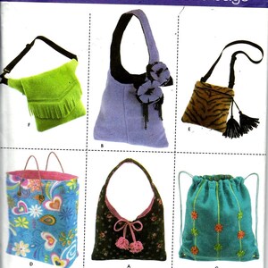 Simplicity 4778 Fleece Bag Purse Tote Sewing Pattern Uncut Elaine Heigl Designs