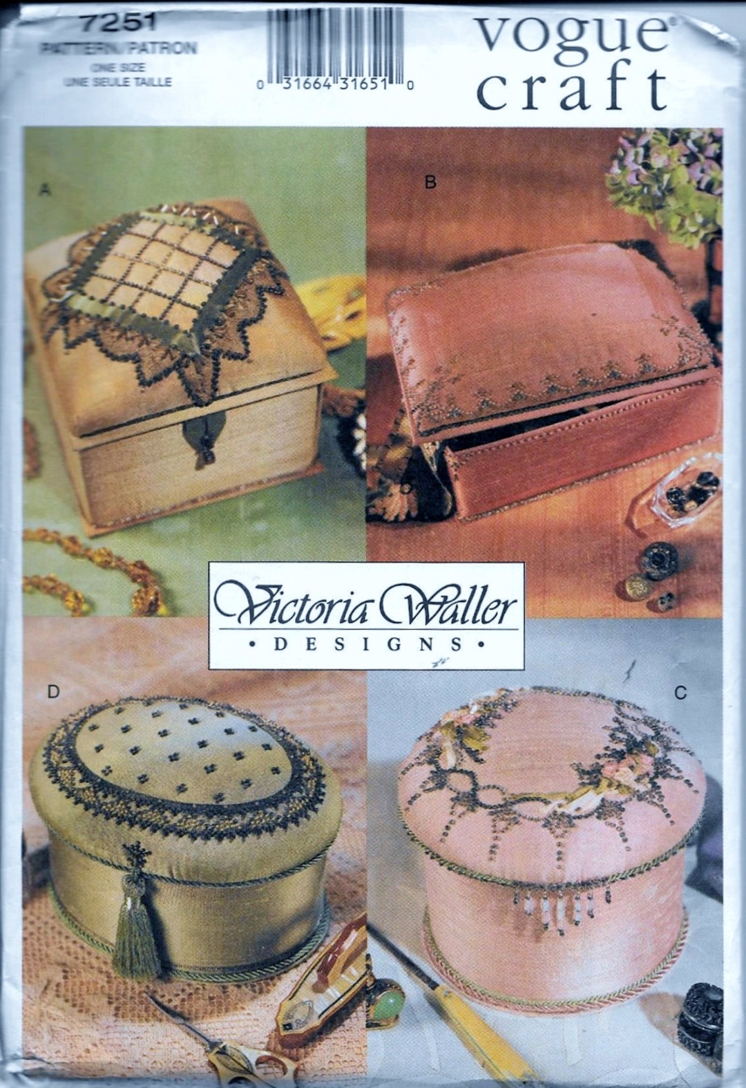 Vogue 7251 Craft 5 Antique Pin Beaded Boxes Sewing Pattern - Etsy