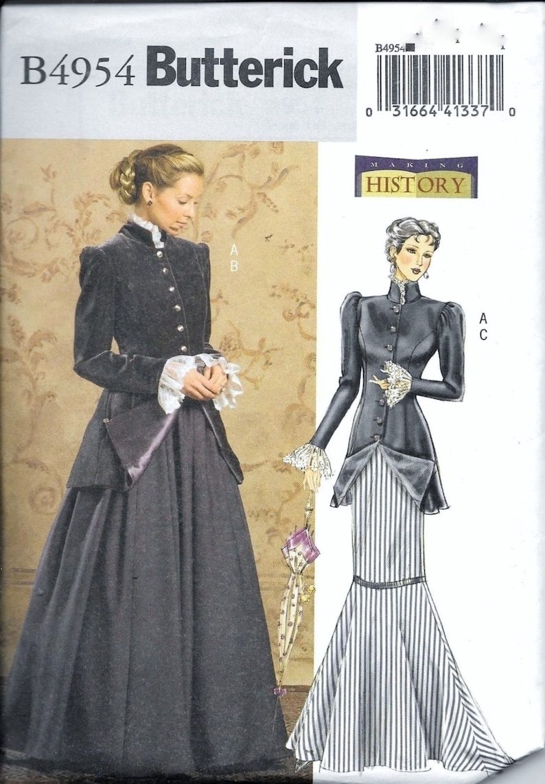 Butterick 4954 Edwardian, Marlborough, Gibson Girl, Steampunk traje vestido corsé patrón de costura sin cortar más tamaño 16, 18, 20 y 22 imagen 1