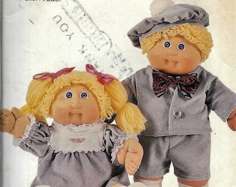 Vintage Butterick 390 / 3564 Twins Cabbage Patch Kids Doll Clothes Sewing Pattern UNCUT