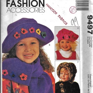McCall&#39;s 9497 Designer Abbe Gale Girls And Boys Hats And Scarves Sewing Pattern UNCUT