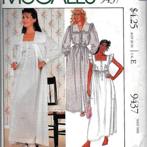 Vintage McCalls 9437 Misses Robe Tie Belt Nightgown Sewing Pattern UNCUT Size SMALL