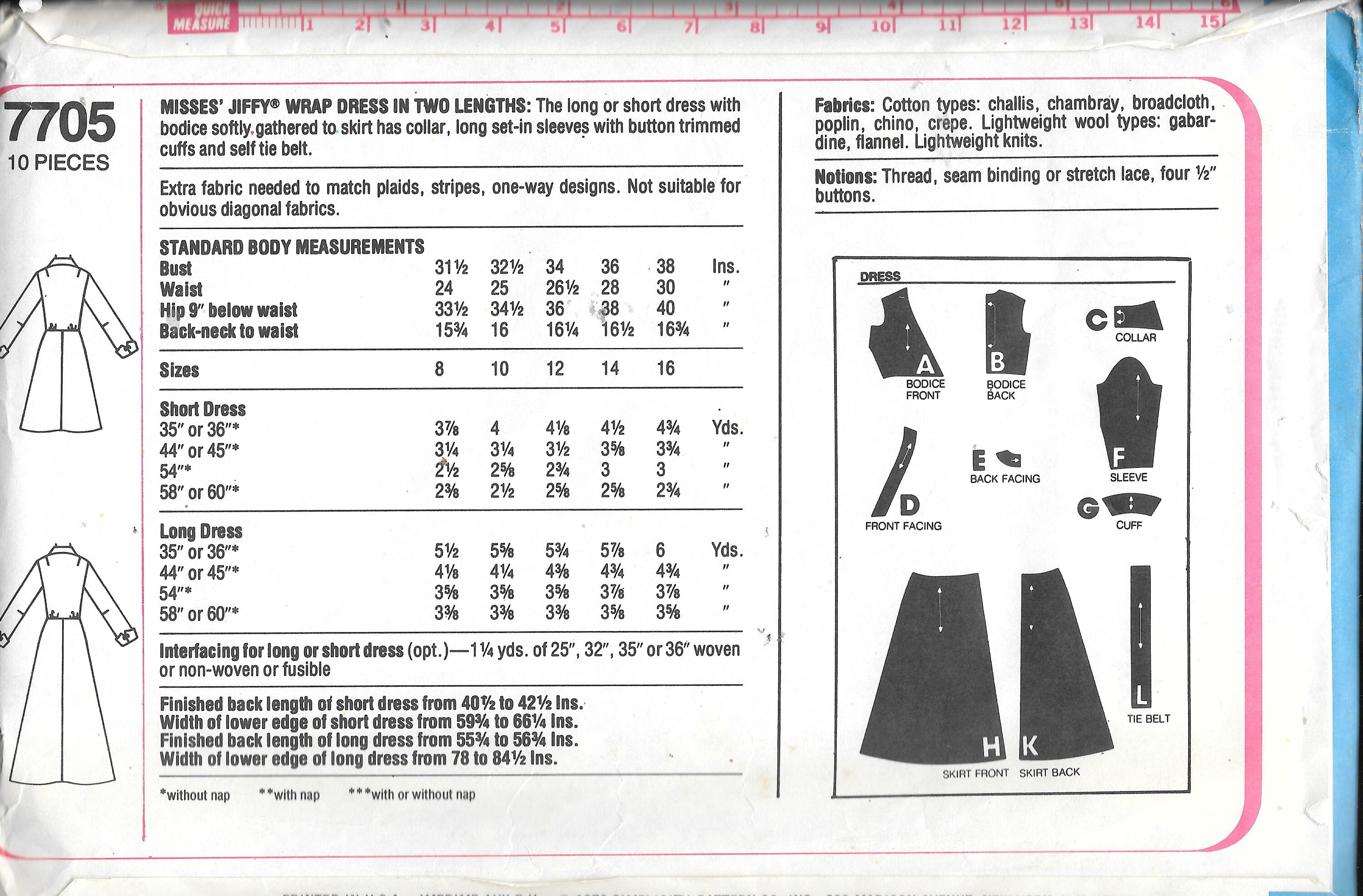 Simplicity 7055 Vintage 1970s Simplicity 7705 Jiffy Wrap Dress Sewing Pattern UNCUT ...