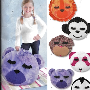 Simplicity 2198 Ida Fry Kids Animal Face Pillows Sewing Pattern UNCUT