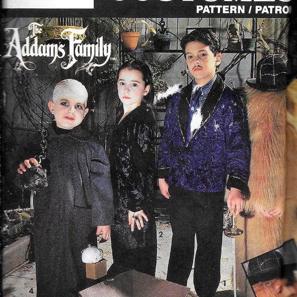 Simplicity 7991 Childrens Costume Addams Family Gomez, Morticia, Fester, It Sewing Pattern UNCUT Size S, M, L