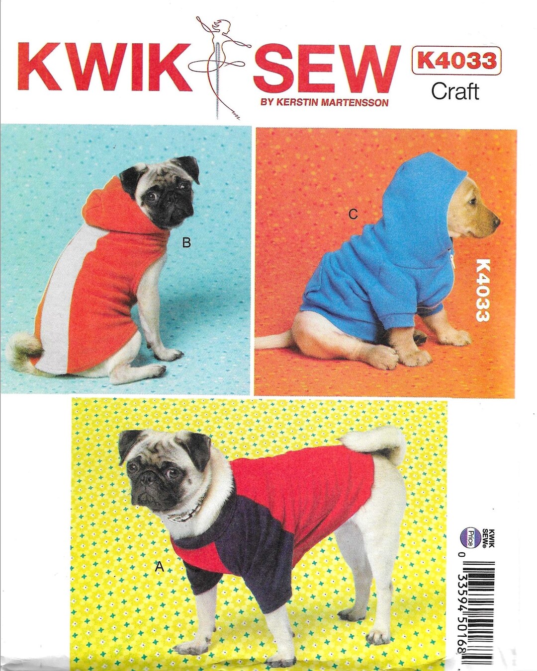 Kwik Sew K4033 Dog Coat Sewing Pattern UNCUT Size Xs, S, M, L, Xl Etsy
