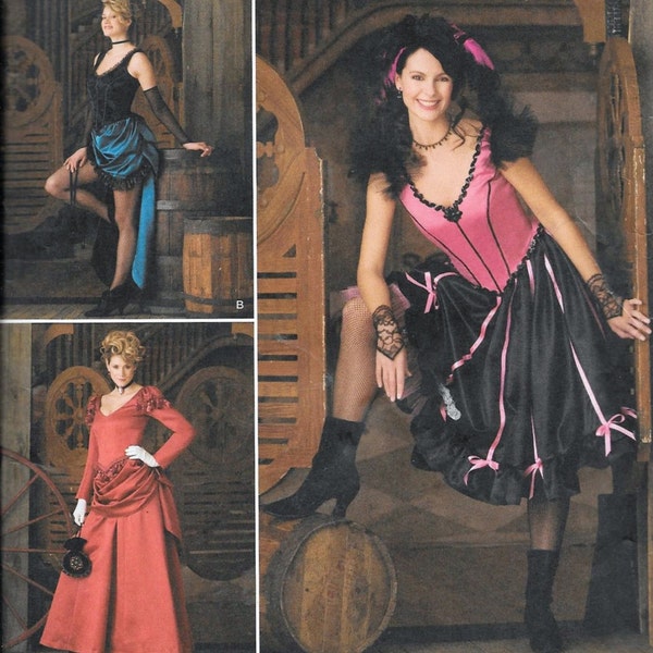 Simplicity 2851 Cancan Dancehall Costume Sewing Pattern UNCUT Tombstone Old West Burlesque Plus Size 14, 16, 18, 20