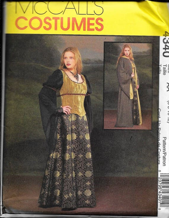 Mccall's 4340 Renaissance Gothic Medieval LOTR Costume Corset Robe Sewing  Pattern Size 6, 8, 10, 12 