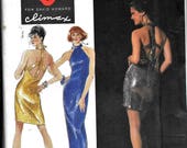 Einfachheit 7612 Vintage 1990er Jahre Designer David Howard Höhepunkt Abend Halfter Kleid rückenfrei Schnittmuster ungeschnitten Größe 12, 14, 16