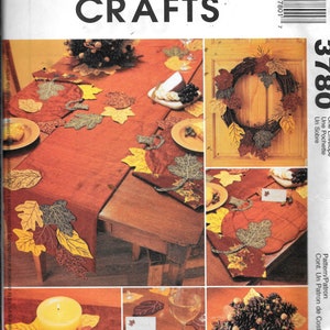 McCalls Crafts 3311 Oogst Thanksgiving Decoraties Servetten Pompoenen Bladeren Naaipatroon ONBESNEDEN