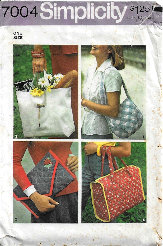 Vintage 1970s Simplicity 7004 Bag Purse Sewing Pattern One Size
