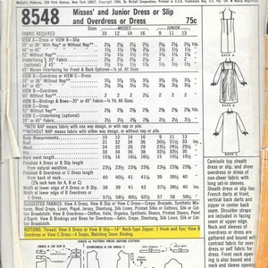 Vintage 1960s Mccall's 8548 Dress Slip and Overdress - Etsy