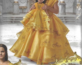 Simplicidad 8405/D0653 Disney Girls Beauty And The Beast Vestido Y Muñeca Disfraz Patrón de Costura UNCUT Talla 3, 4, 5, 6, 7, 8