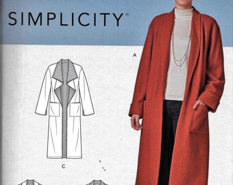 Simplicity R10752 / 8742 Open Front Cardigan Sewing Pattern UNCUT Size XS, S, M, L, XL