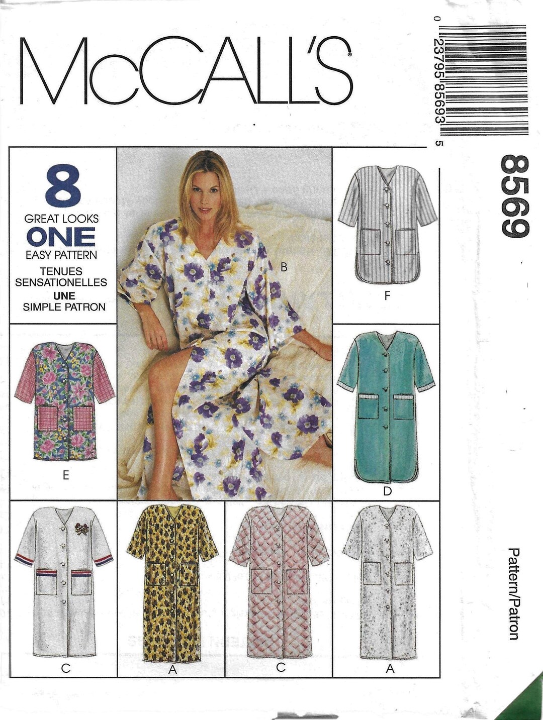 Mccall's 8569 Misses Robe in Three Lengths Sewing Pattern UNCUT Size 8 ...