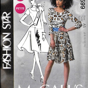 McCall&#39;s M6599 Misses EZ Fashion Star Dress Princess Seams & Scarf Sewing Pattern 6599 UNCUT Size 6, 8, 10, 12, 14