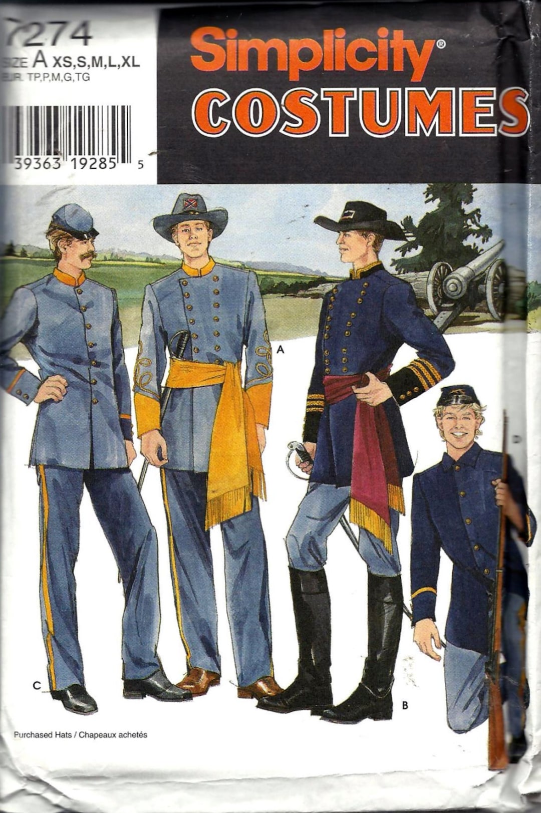 Simplicity 7274 Civil War North South Military Soldier Uniform