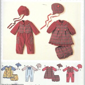 Simply Baby Simplicity Sewing Pattern #2347, Boy & Girl Outfits XXS XS S M L Romper Panties Hat Dress