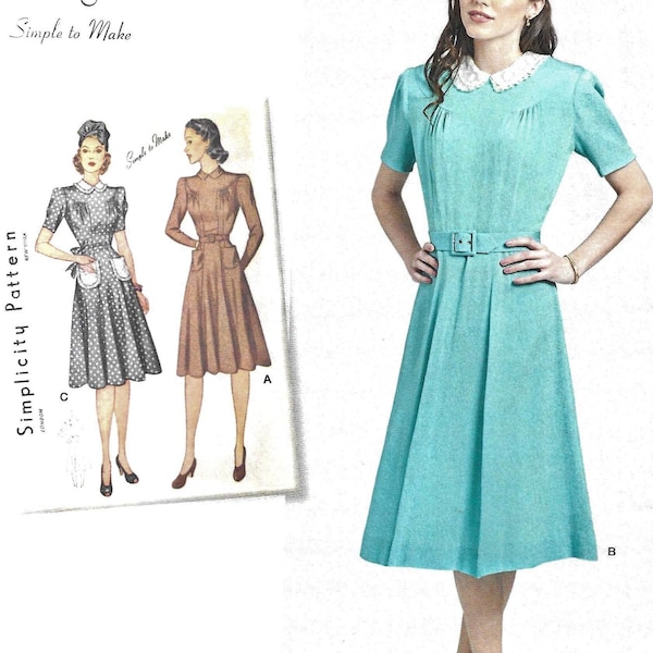 Simplicity 8686/H0226 Vintage 1940s DRESS Sewing Pattern UNCUT Plus Size 14, 16, 18, 20, 22