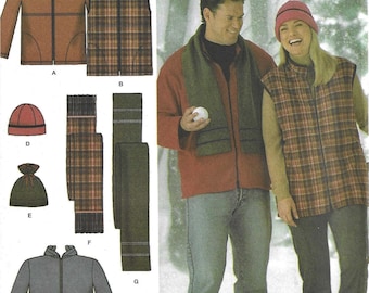 Uncut and Factory Folded Women's and Men's Jacket or Vest Simplicity Hats and Scarf 4803