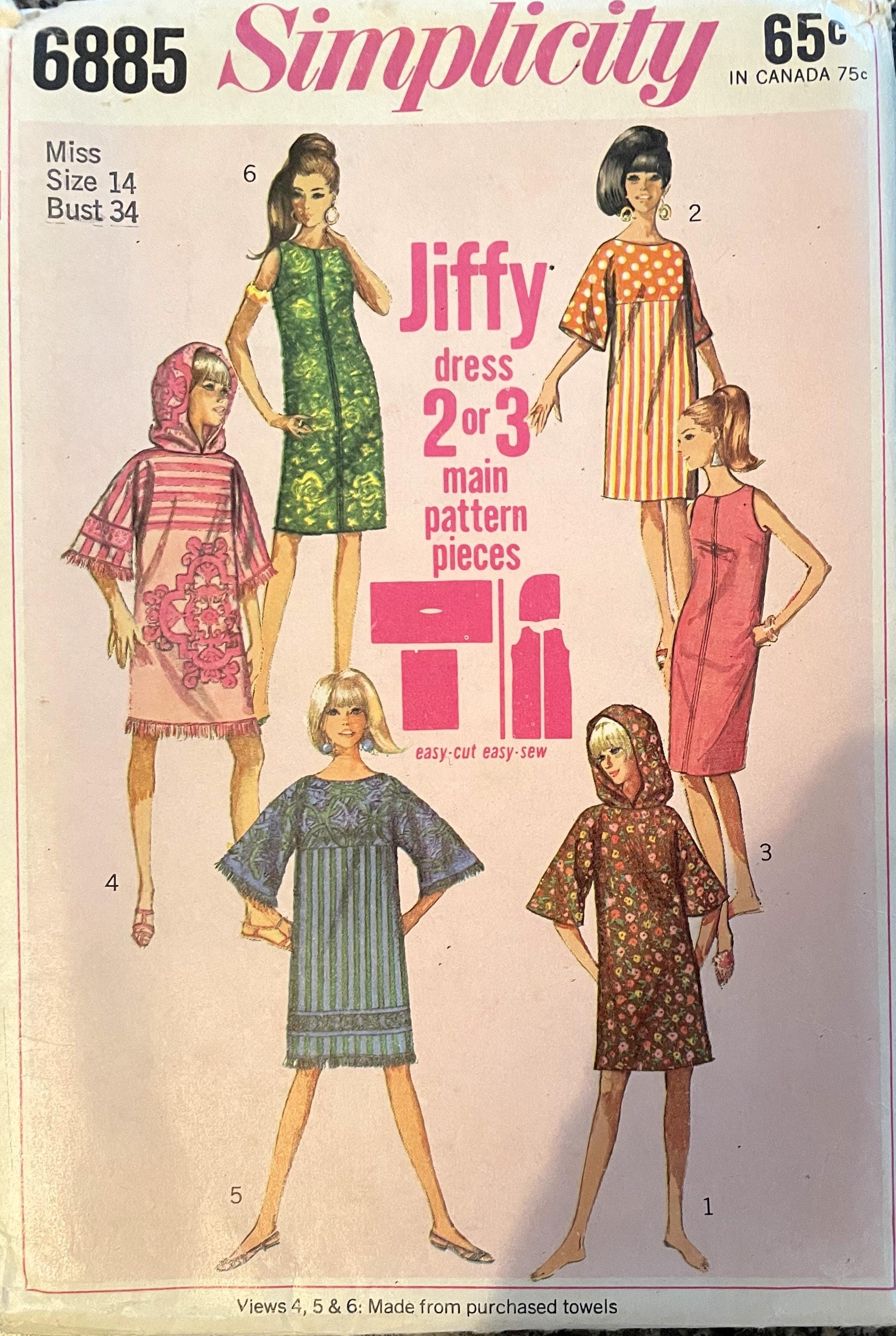 期間限定30％OFF! Vintage Hoodie Dress Pattern Jiffy 6885 Simplicity 60s 女性情報誌
