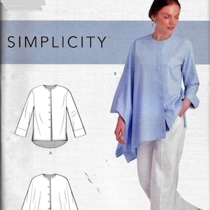 May include: A sewing pattern for a shirt with three different styles. The pattern is called Simplicity R10425 and is labeled "Easy-to-Sew".