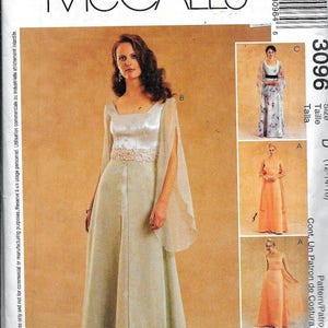 McCall&#39;s 3096 Evening Dress Gown Alicyn Sewing Pattern UNCUT Size 12, 14, 16 Victorian Costume My Fair lady SCA
