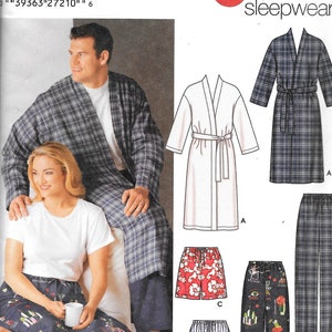 Simplicity 5314/R10395 Two (2) Hour Mens And Womens Sleepwear Pajamas Top Pants Shorts And Robe Sewing Pattern UNCUT Plus Size XL, XXL, 3X