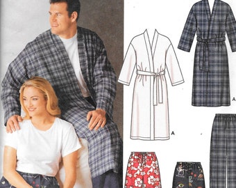 Simplicity 5314/R10395 Two (2) Hour Mens And Womens Sleepwear Pajamas Top Pants Shorts And Robe Sewing Pattern UNCUT Plus Size XL, XXL, 3X