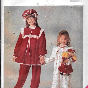 Vintage Butterick 5078 Holly Hobbie Children&#39;s Girls Toddler PJ&#39;s Nightgown Hat Bonnet Sewing Pattern UNCUT Size 2, 3, 4, 5, 6
