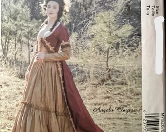 McCall's M7826 Angela Clayton kostymmönster, 1700-talsmantel med ben och kjol, sömnadsmönster, Oklippt, plusstorlekar 14, 16, 18, 20, 22