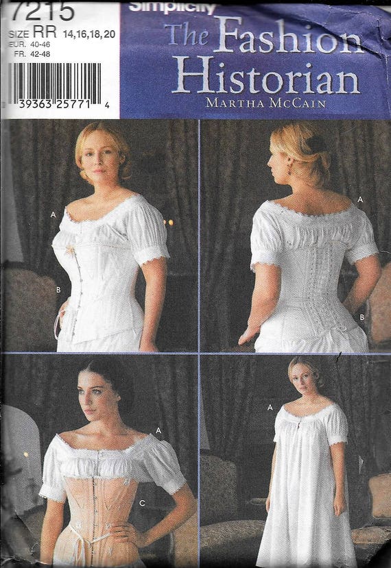 Simplicity 2890 Civil War Undergarments Corset Chemise Sewing Pattern 16-24