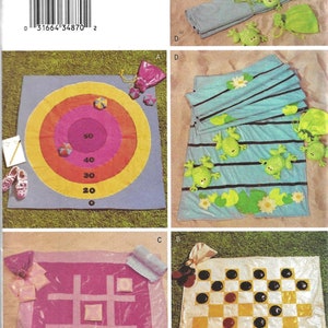 May include: A set of four game mats for outdoor play. The mats feature a variety of games, including a target game, a tic-tac-toe game, a checkers game, and a frog-themed game. The mats are made of a durable fabric and are easy to clean.