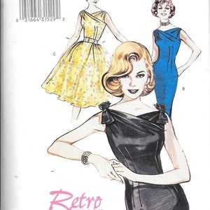 Butterick 6582 Retro &#39;60 Dress Slim or Full Skirt Wiggle Sewing Pattern Size 6, 8 and 10 UNCUT