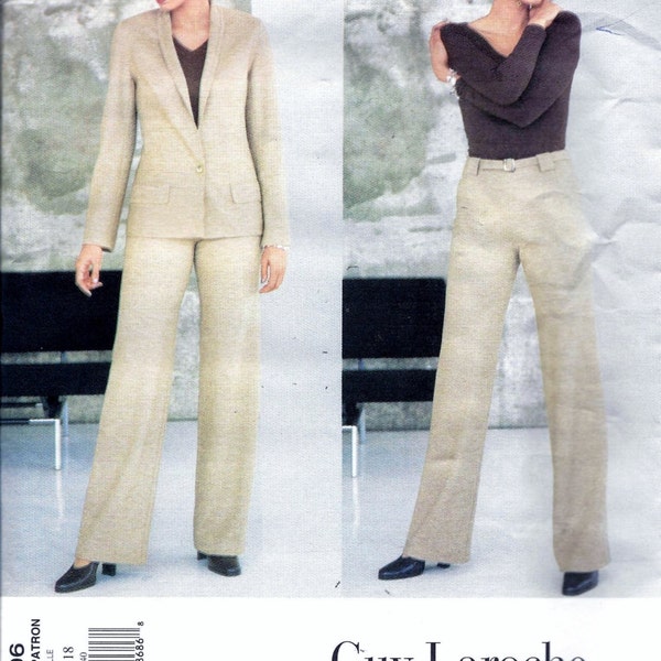 Vogue 2206 GUY LAROCHE Suit Jacket Pants And Belt Sewing Pattern Size 14, 16 And 18 UNCUT Paris Original