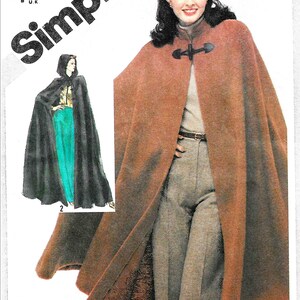 Vintage 1980s Simplicity 5199 Hooded Cape Sewing Pattern Size Small 10,12