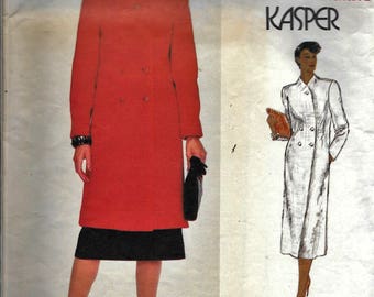 Vintage Vogue 2347 Coat Dress And Skirt Designer Kasper Sewing Pattern Size 8