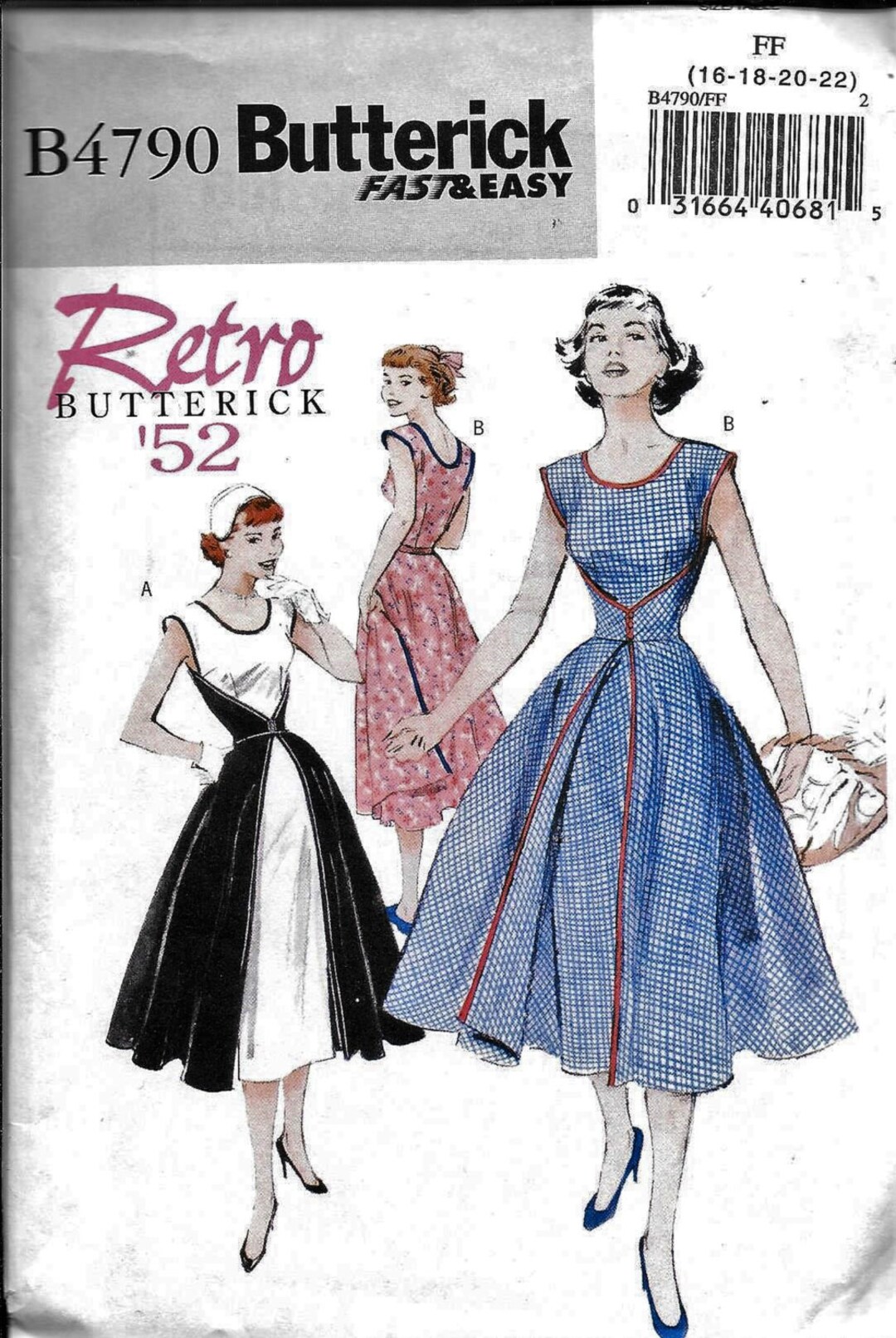 Butterick B4790 Misses Retro Vintage 1950s Walk away Wrap Dress Pattern