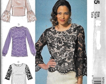 McCall's M7285 Misses Pullover Top Evening Lace Scoop Neck Sewing Pattern 7285 UNCUT Size 6, 8, 10, 12, 14