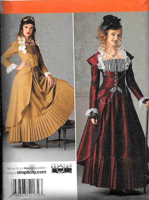 Simplicity 2172 / 0872 Steampunk Victorian Coat Skirt Pleats Corset Cosplay/ costume Sewing Pattern UNCUT Size 6, 8, 10, 12 -  Canada