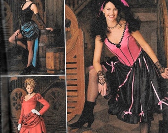 Simplicity 2851 Cancan Dancehall Costume Sewing Pattern UNCUT Tombstone Old West Burlesque Size 6, 8, 10 and 12
